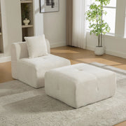 Divano Modulare in Tessuto Chenille ¨C MINIMAL ¨C Beige, Morbido, Antiscivolo