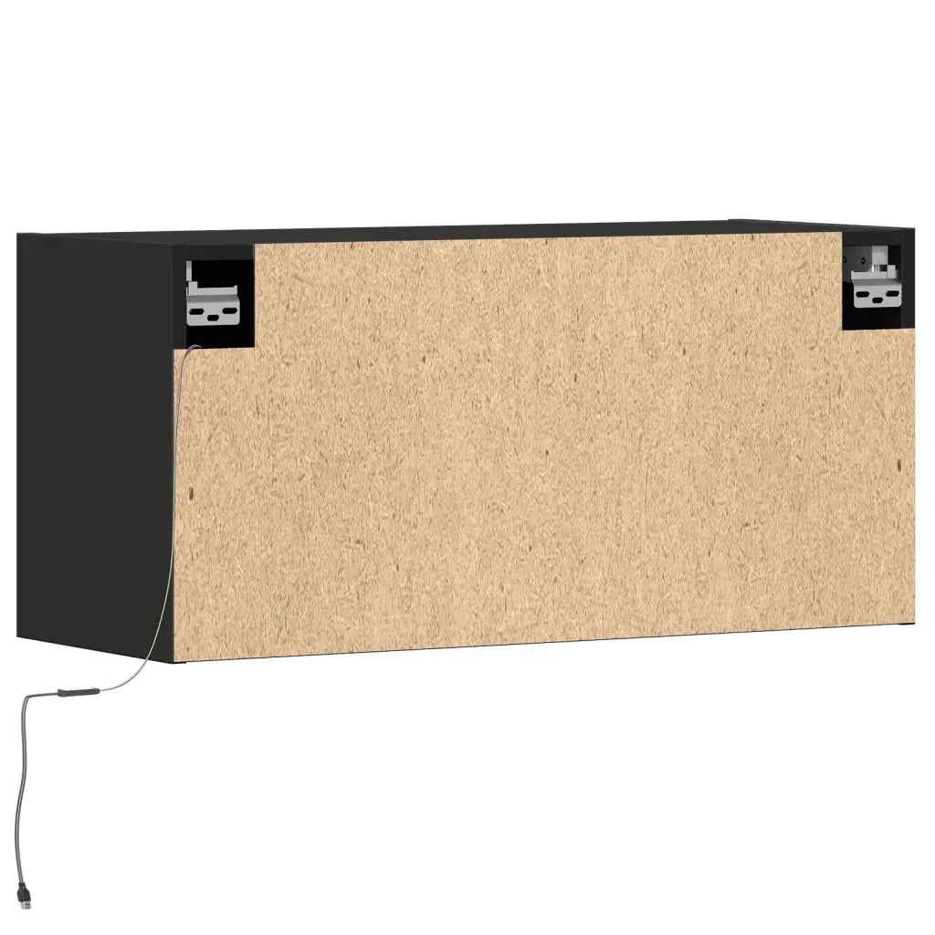 vidaXL Mobile TV a Parete con Luci LED Nero 80x31x35 cm
