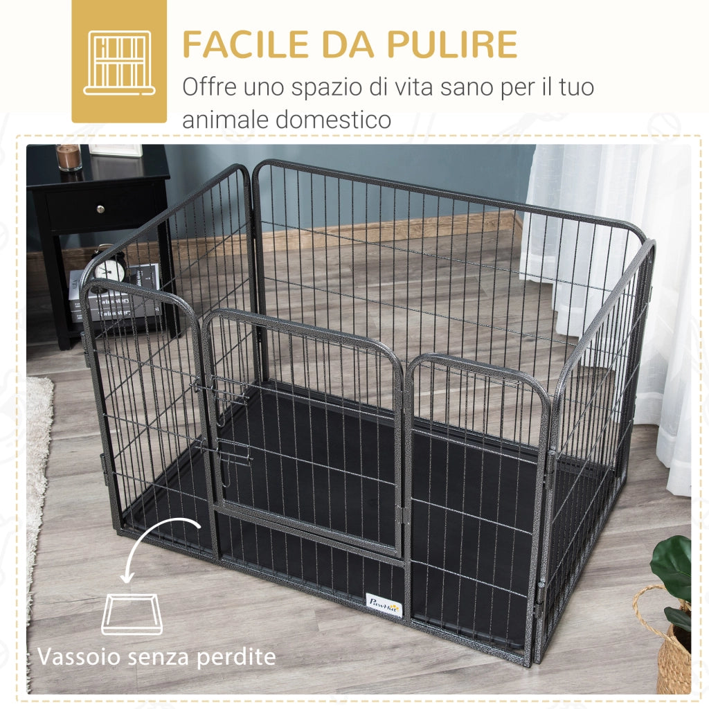 Box per Cani in Metallo con Porta e Vassoio ¨C zephmum ¨C Grigio 109x74x71cm