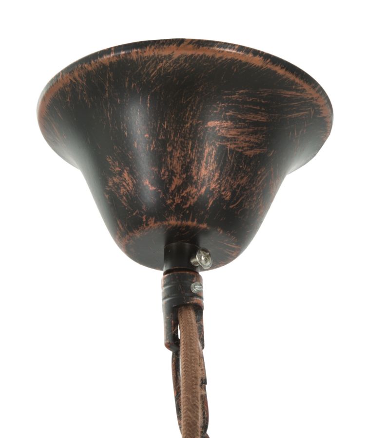 Lampadario Ingranaggio 3 Luci Ø54x104 cm in Ferro e Legno Nero e Rame