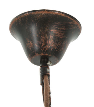 Lampadario Ingranaggio 3 Luci Ø54x104 cm in Ferro e Legno Nero e Rame