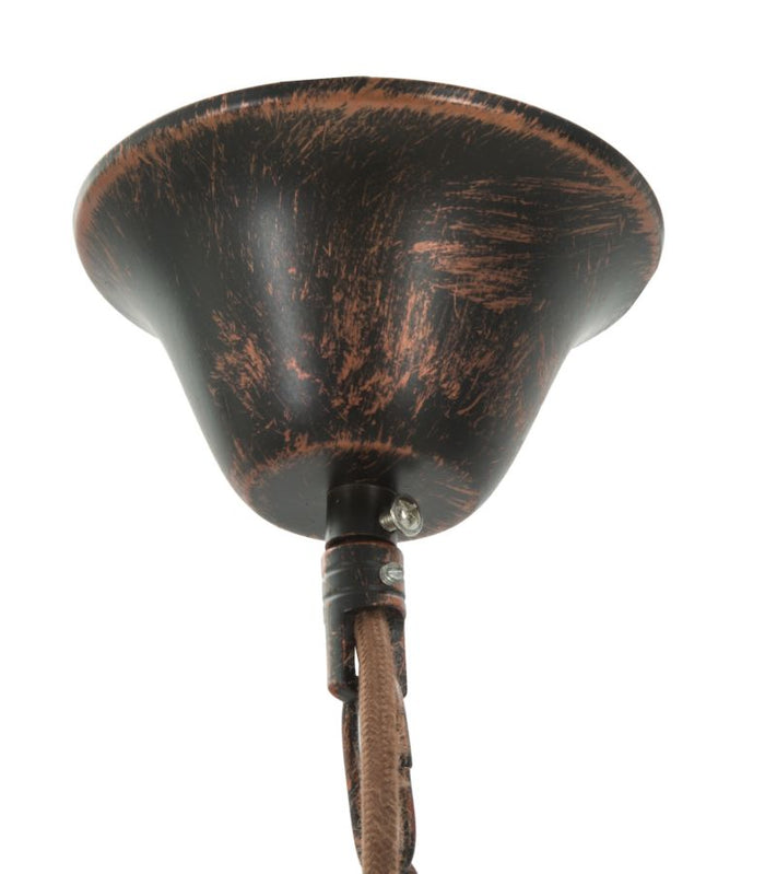 Lampadario Ingranaggio 3 Luci Ø54x104 cm in Ferro e Legno Nero e Rame