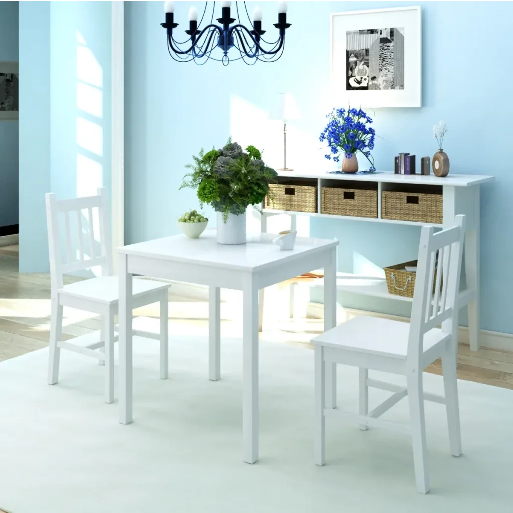 Set Tre Pezzi da Pranzo in Legno di Pino Bianco CFW1467281