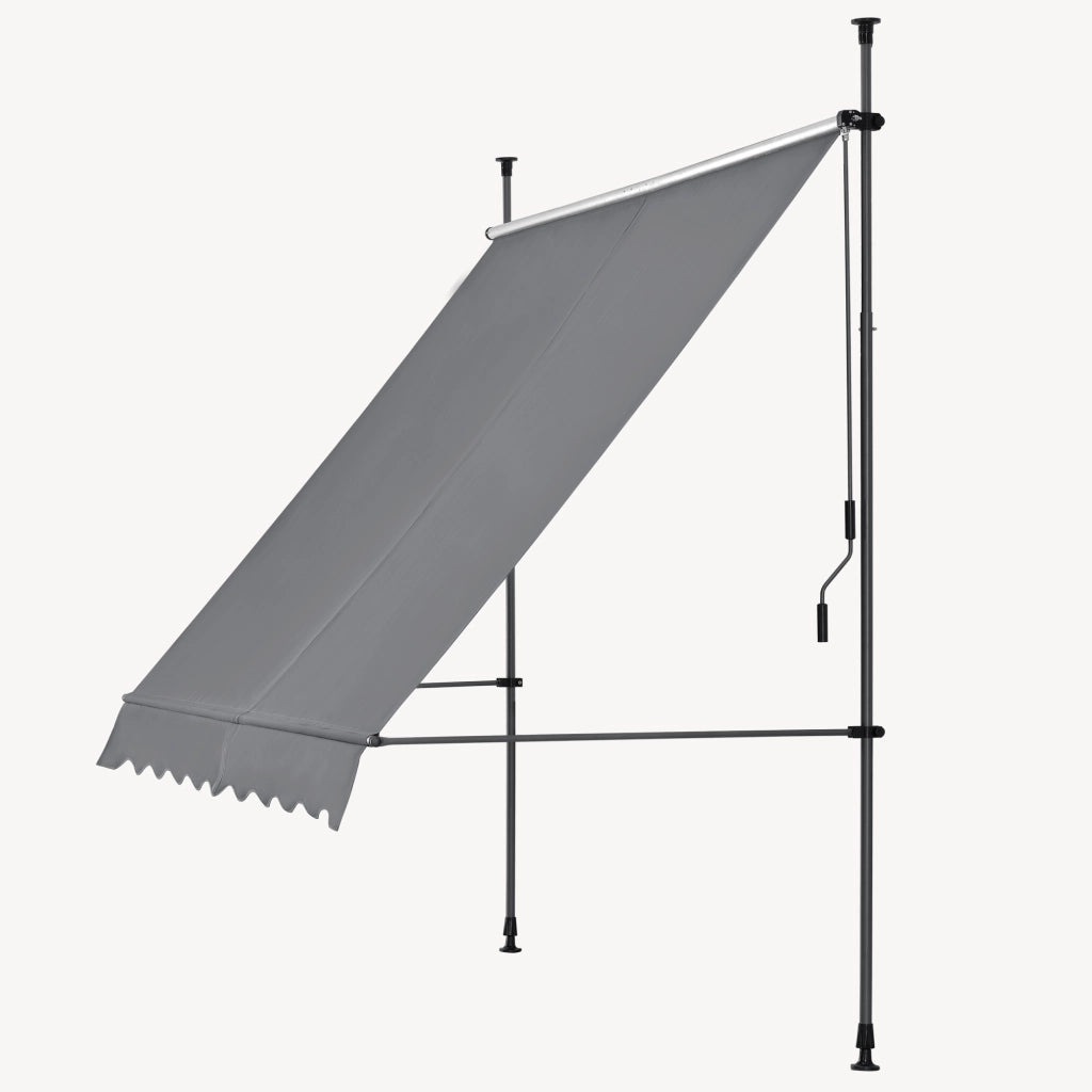 Tenda da Sole a Muro con Pali di Supporto Telescopici Parasole 400 x 120 cm (LxP) Grigio Medio pro.tec