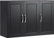 Cassa d'armadio per bagno - Comparto farmaceutico - Mobile per la conservazione - Costruzione in MDF - 90cm x 60cm x 30cm - Bianco/Nero - Scomparti regolabili