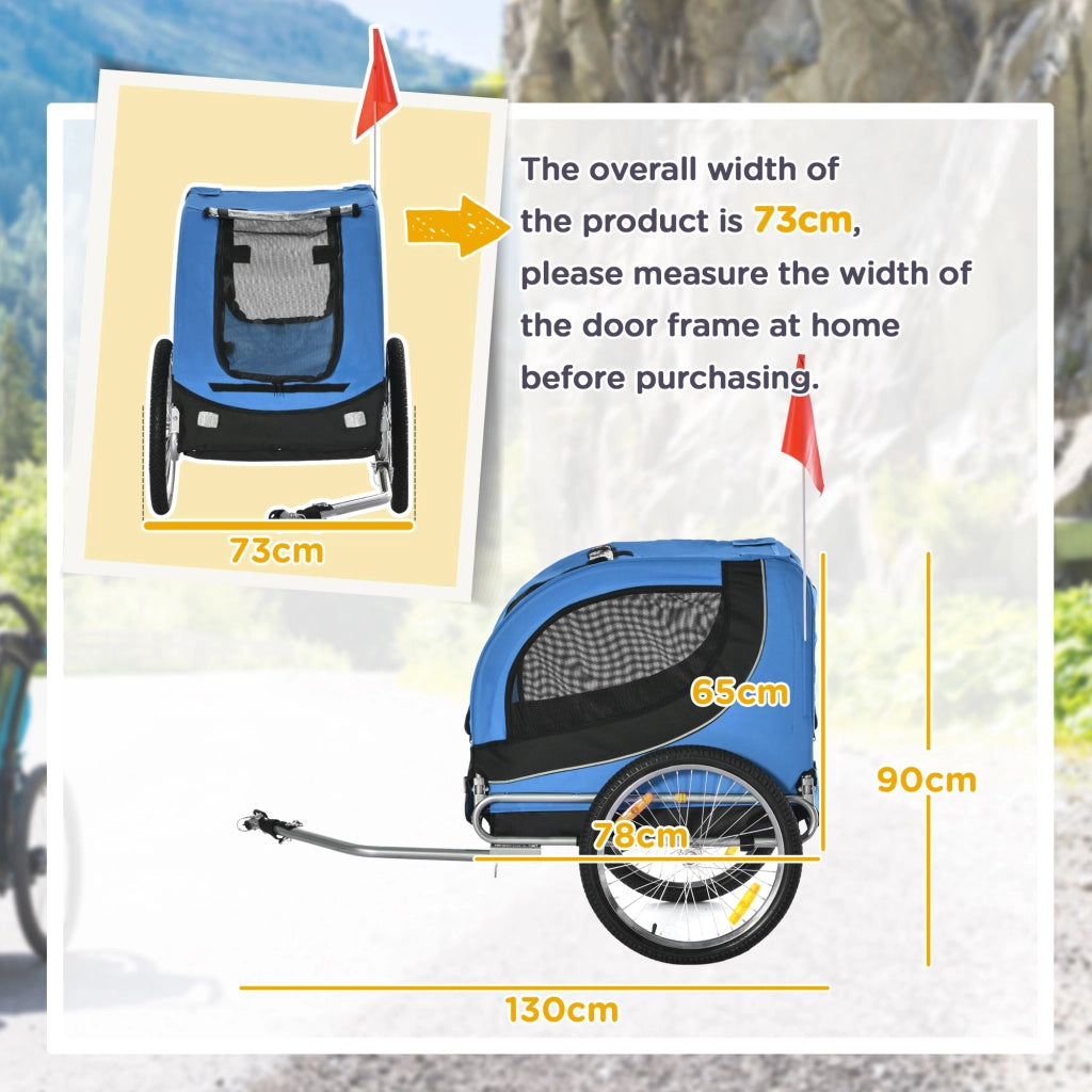 Rimorchio Bici per Cani ¨C Zephmum ¨C Blu e Nero, Acciaio e Tessuto Oxford, 130x73x90 cm