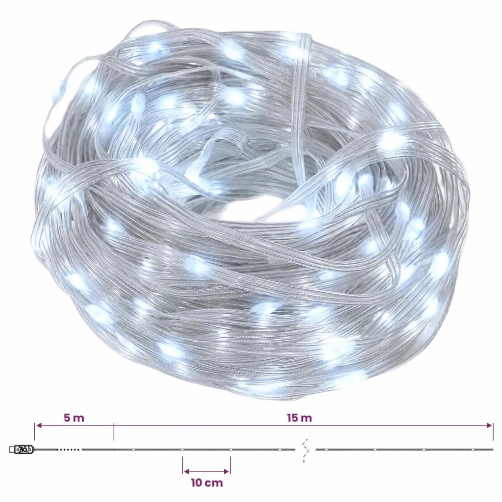 Luci a corda 150 LED Bianco freddo 15 m 42054096