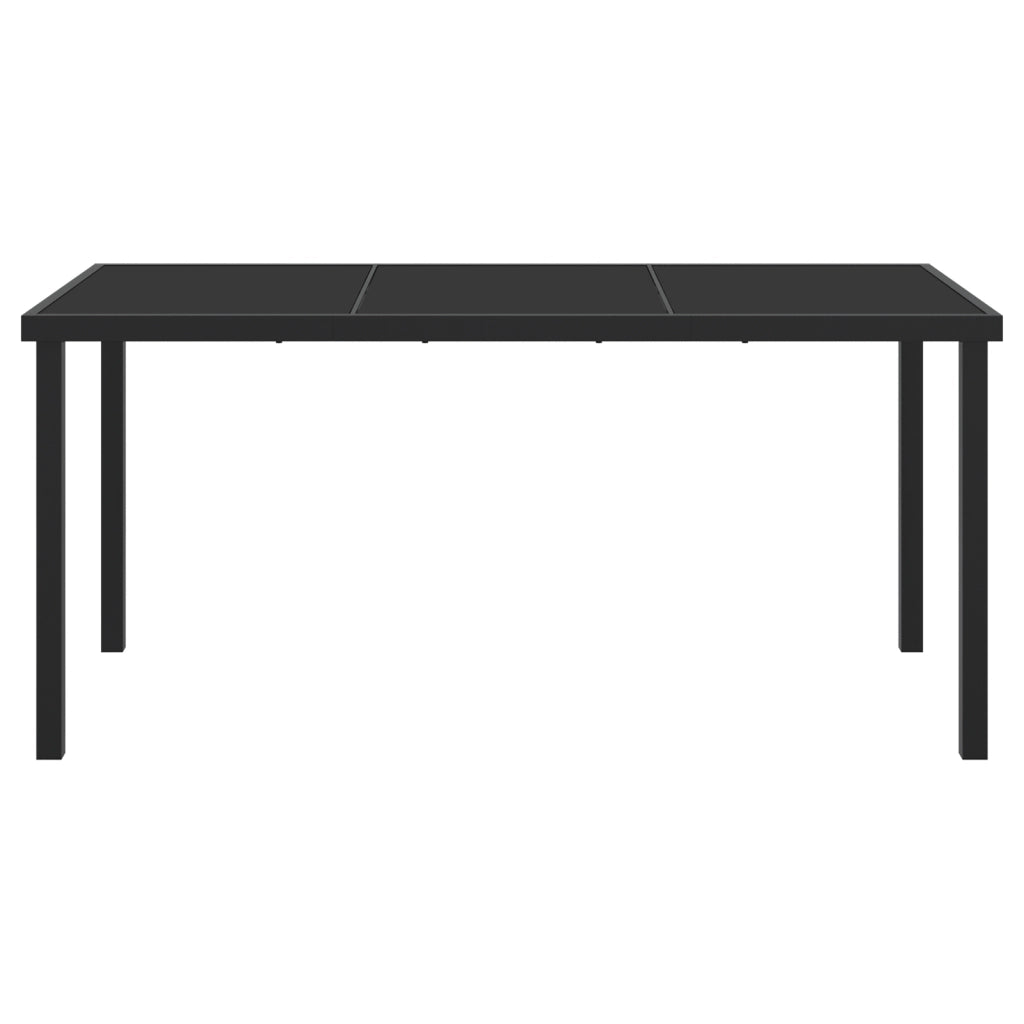 Tavolo Giardino Nero 160x80x73 cm Vetro Temperato