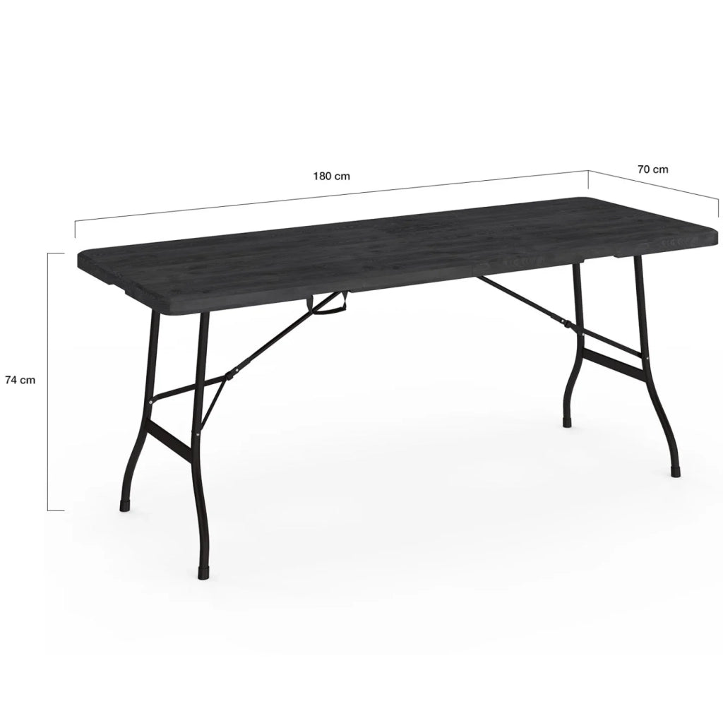 IDMarket - Tavolo occasionale portatile pieghevole 180 CM per il campeggio o l'accoglienza legno nero
