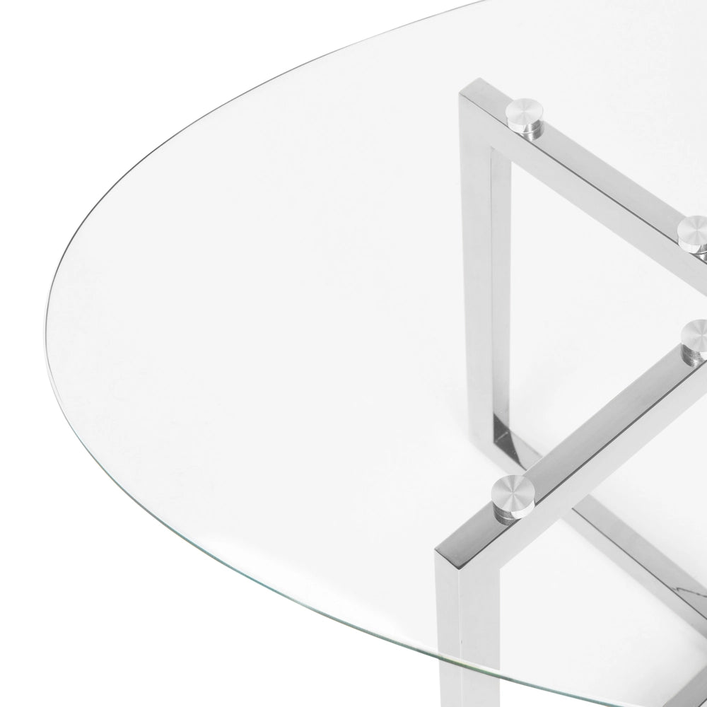 Tavolino da caffè in vetro argento 120 x 60 cm con gambe in metallo moderno