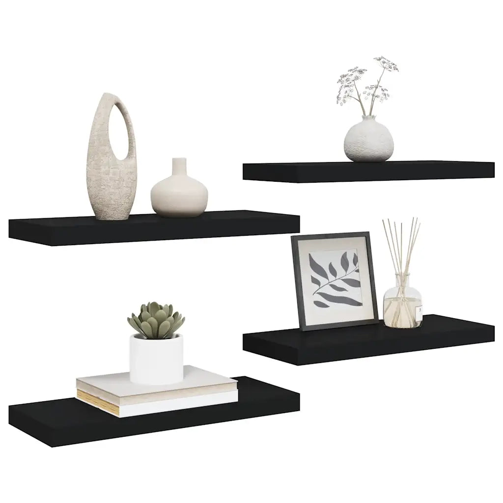 Scaffali a Parete 4 pz Neri 60x23,5x3,8 cm in MDF 323834