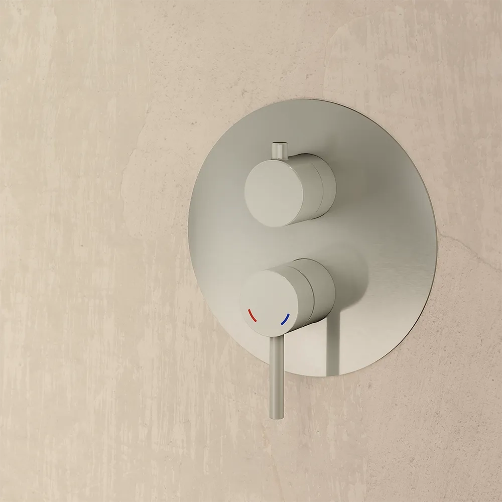 Set miscelatori: lavabo ad incasso bidet senza scarico e incasso doccia c/deviatore nickel spazzolato | Bette
