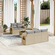Set Divano da Giardino 6 pz con Cuscini Beige in Polyrattancod mxl 91210