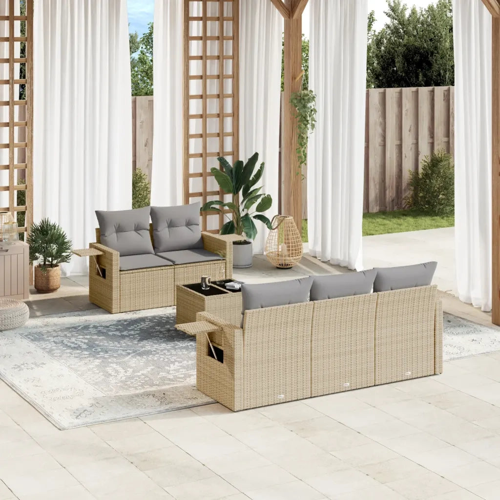 Set Divano da Giardino 6 pz con Cuscini Beige in Polyrattancod mxl 91210