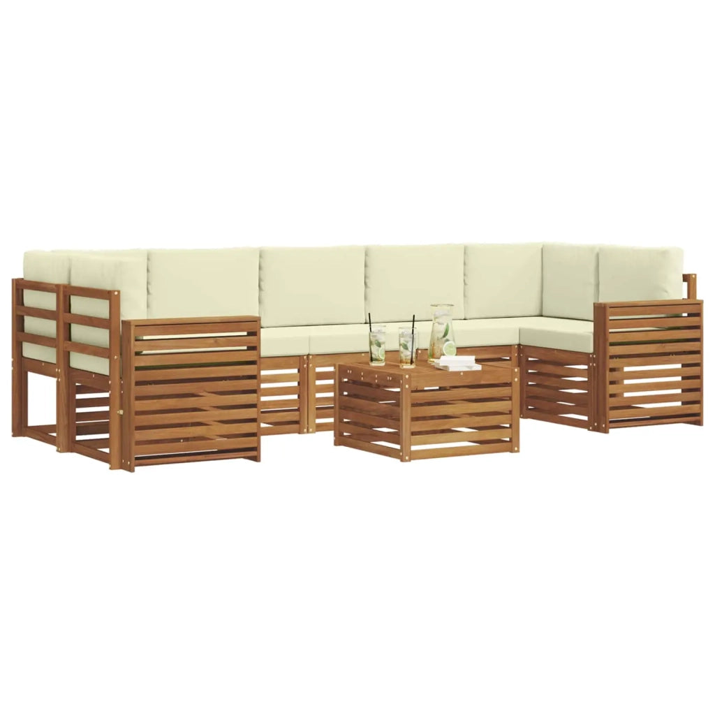 Set di divani da esterno con cuscino 8 pcs Naturale e Crema 3374535