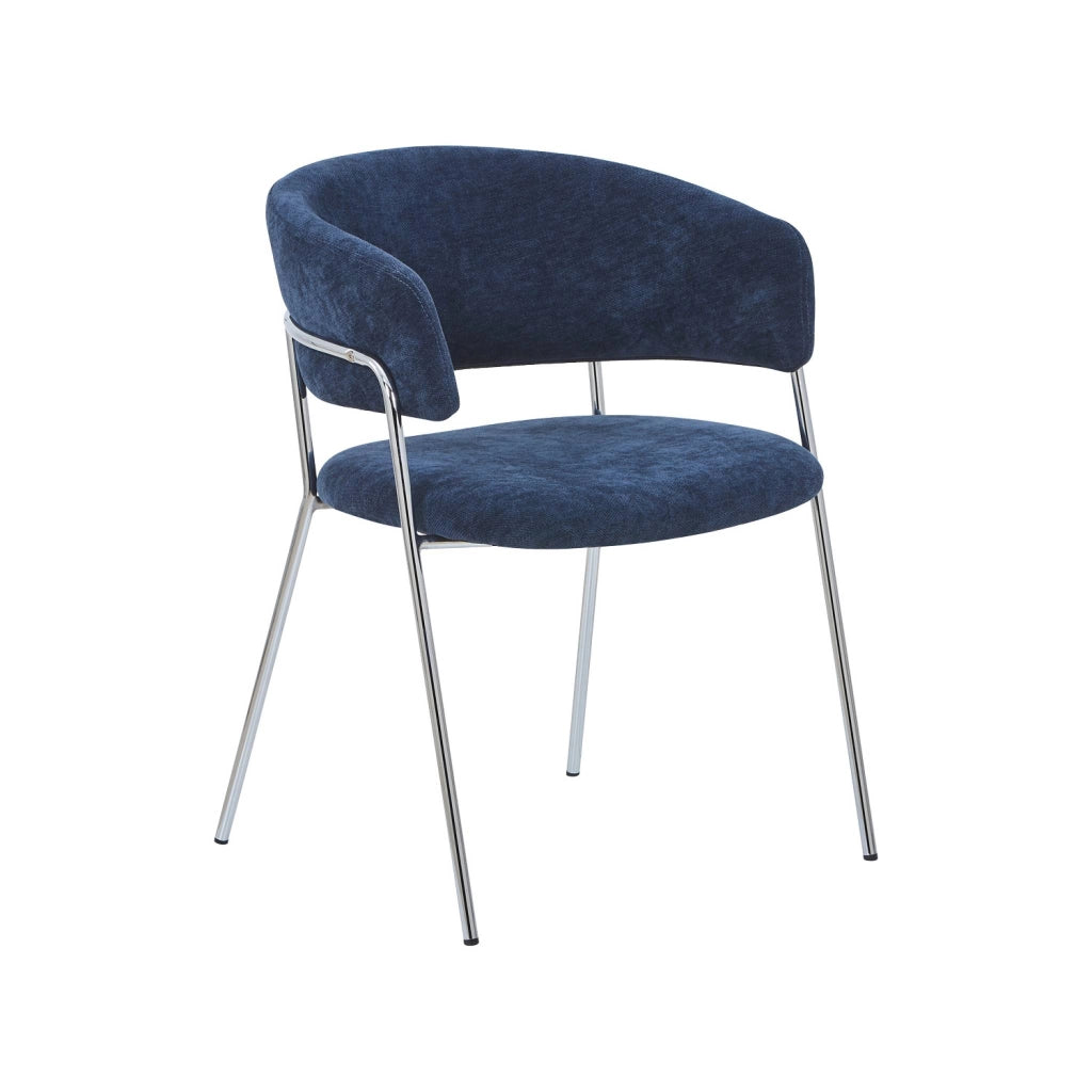 Poltrona vintage in tessuto con struttura cromata (set di 2), blu