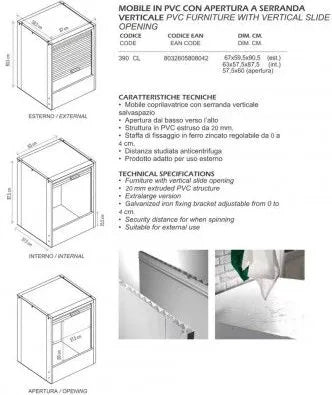 MOBILE COPRILAVATRICE CON SERRANDA 'STRONG ROLL' cm 66,5x59,5x91h GAROFALO