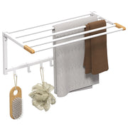Portasciugamani Pieghevole a Parete ¨C Minimal ¨C Bianco Legno Acciaio 60x32.5x20 cm
