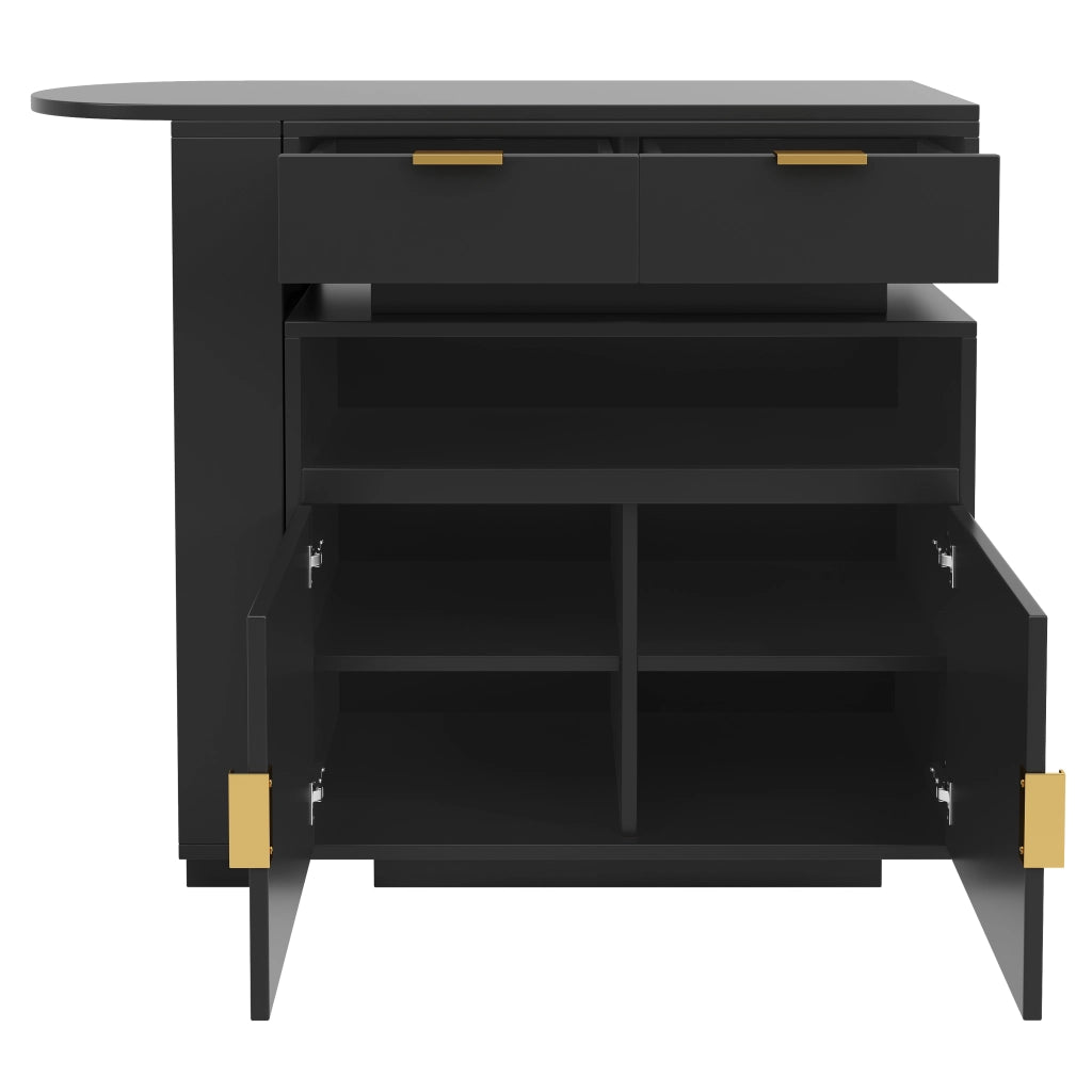 Tavolo Bar Allungabile con Contenitore e LED ¨C MINIMAL ¨C Nero 115-183x40x99 cm