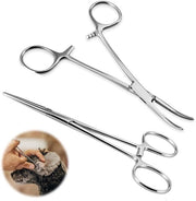 Set di Pinze 2 Pezzi - Acciaio Inossidabile - Dritto/Curvo - Duraturo - Adattabile - 12,5 cm - Lame