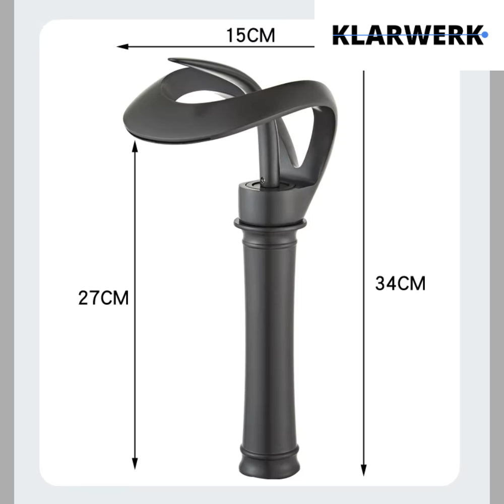 NAVIS | Rubinetto a cascata design bagno alto oro opaco | Elegante rubinetto in acciaio inossidabile premium per lavelli alti | Miscelatore 2 attacchi