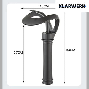 NAVIS | Rubinetto a cascata design bagno alto oro opaco | Elegante rubinetto in acciaio inossidabile premium per lavelli alti | Miscelatore 2 attacchi