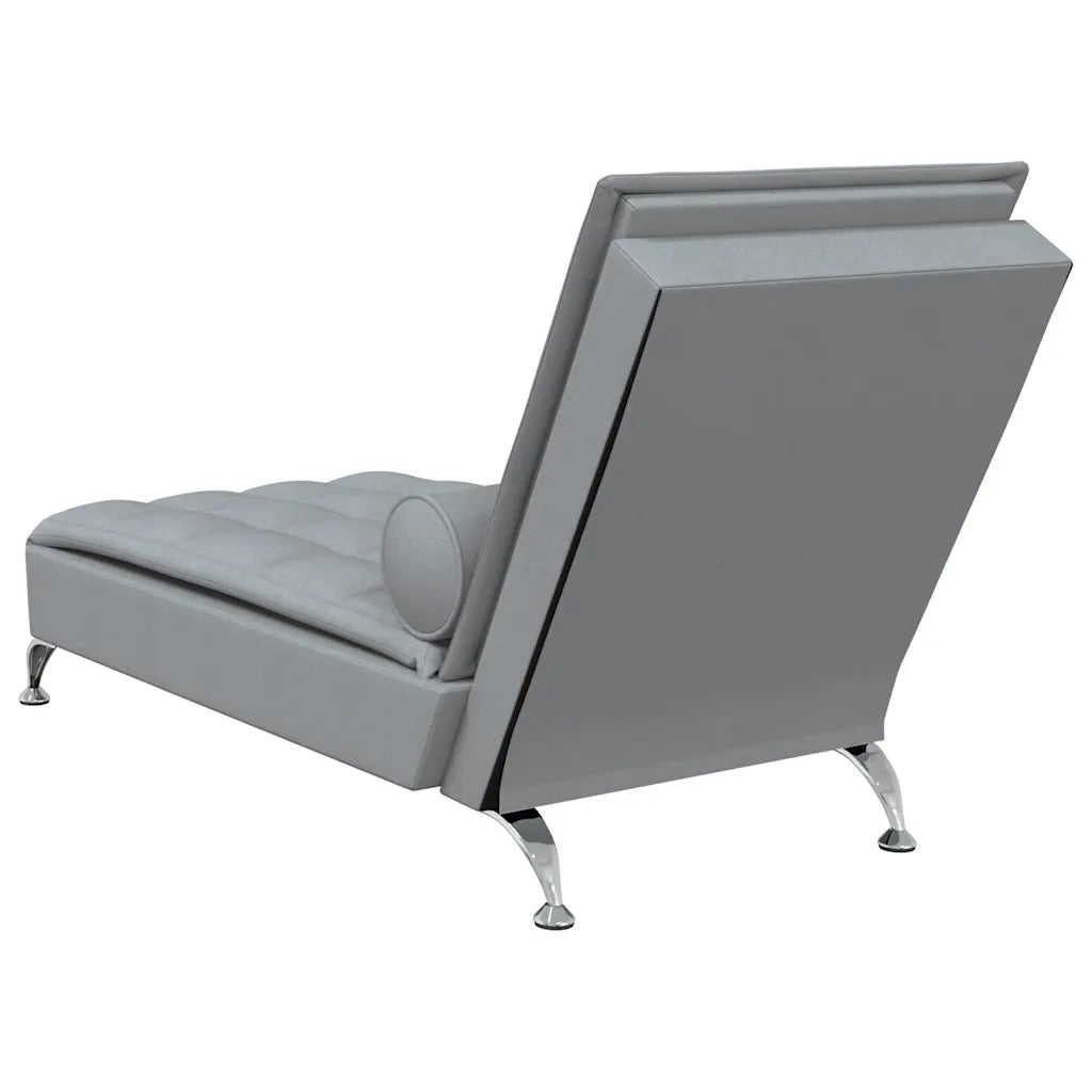Chaise Longue Massaggi Cuscino a Rullo Grigio Chiaro in Tessuto CFW9771073