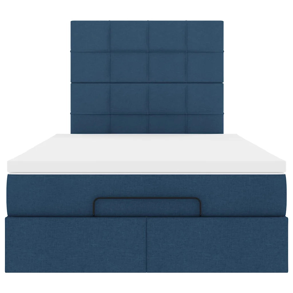 Struttura Letto Pouf con Materasso Blu 120x190 cm in Tessuto 3313995