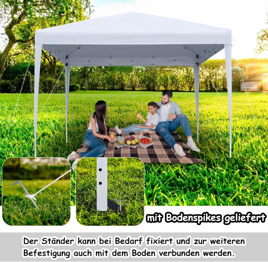 Gazebo pieghevole, 2,5 x 2,5 m, con pannelli laterali e finestre e borsa per il trasporto, in poliestere, protezione UV, pieghevole, impermeabile, protezione dal vento, per esterni, tipo C