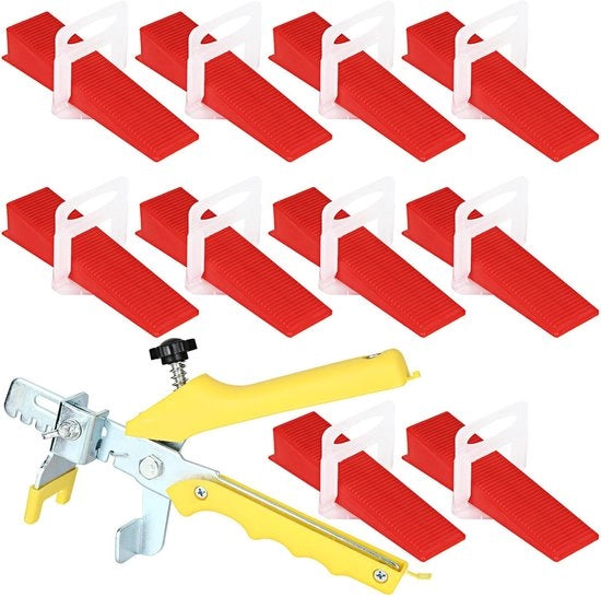 Sistema di livellamento 601 pezzi - Livellatore 1,5 mm - 500 pezzi di guida - 100 pannelli riciclabili - 1 punterello - Livellamento efficiente per la posa dei mattoni - Kit per la posa dei mattoni