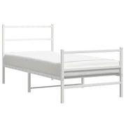 Letto singolo | Letto per adulti | Giroletto con Testiera e Pediera Metallo Bianco 90x190 cm