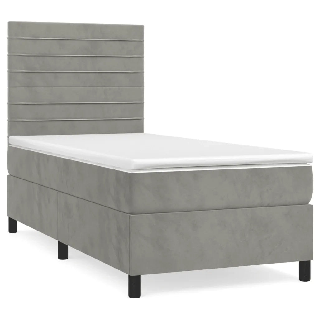 Giroletto a Molle con Materasso Grigio Chiaro 90x190 cm Vellutocod mxl 123777