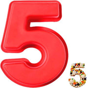 Molde per Torta con Numero 5 - Molde per Torta in Silicone 3D Grande con Numeri - Molde per Torta DIY per Compleanni e Matrimoni - Tortiera Senza Adesivo