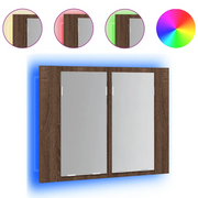 Mobile Specchio | Armadio da bagno LED Rovere Marrone 60x12x45cm Legno Multistrato