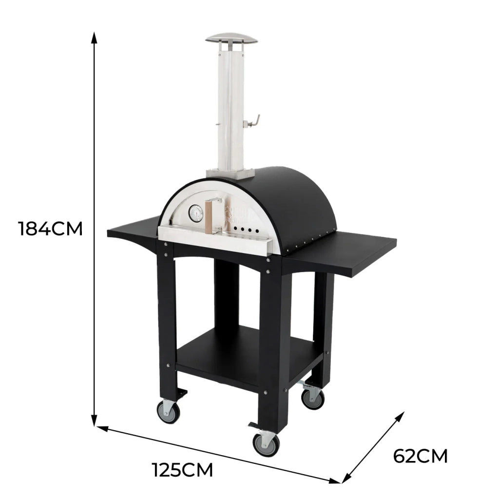Forno da tavolo per pizza all'aperto 35cm in Acciaio Inox Postazioni di Preparazione Portatili in Legno