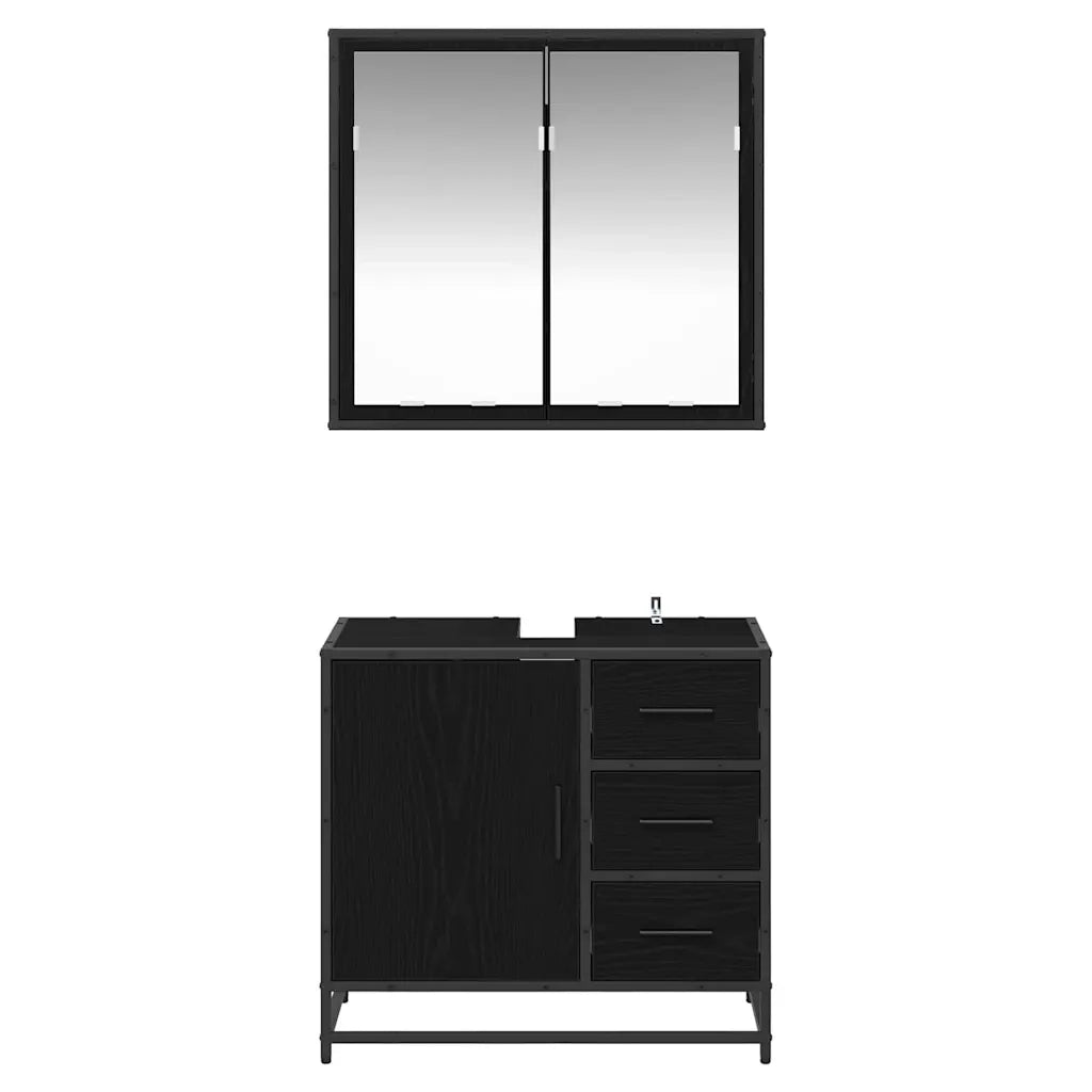 vidaXL Set di mobili per il bagno 2 pcs Rovere nero 65 x 33 x 60 cm
