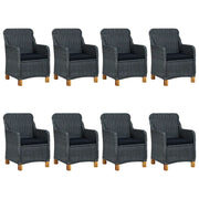 Set da Pranzo da Giardino 9pz e Cuscini Polyrattan Grigio Scuro 3060167