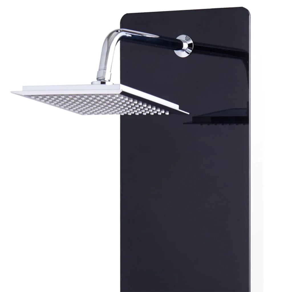 Pannello doccia con soffione rubinetto vetro acciaio inox 130 cm nero 02_0003435