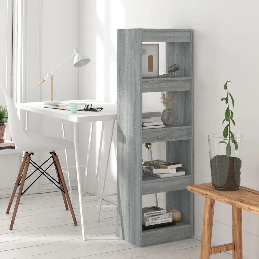 Libreria Divisorio-Scaffale per Libri-Mobile di Stoccaggio Grigio Sonoma 40x30x135 cm