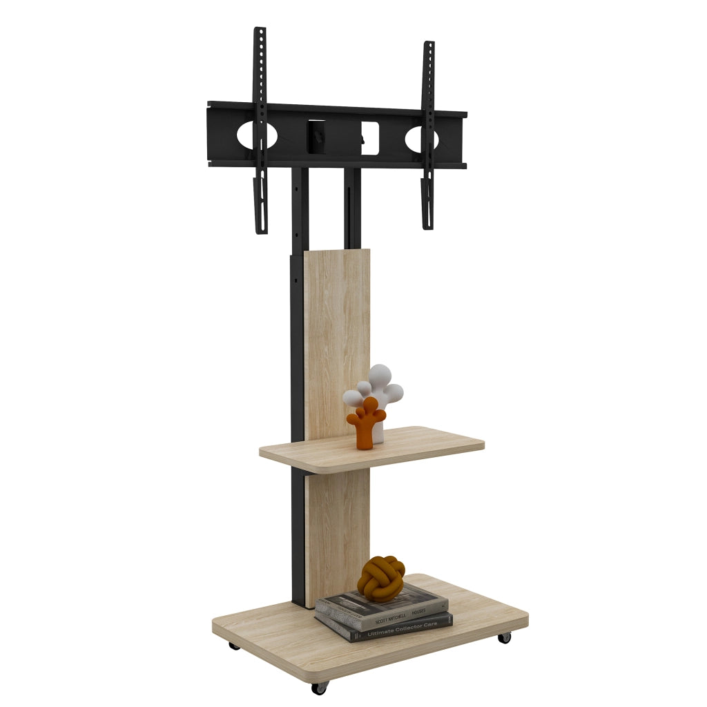 Supporto TV Mobile con Ripiano 32-75 Pollici Altezza Regolabile ¨C Xylo ¨C Rovere 60x40 cm