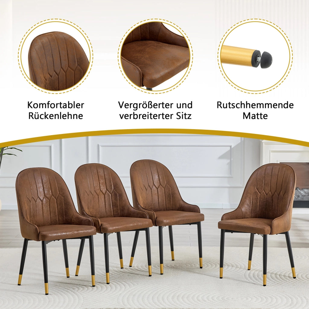 SEDIA da pranzo ergonomica Set da 2 pezzi 91 cm tessuto marrone struttura in metallo