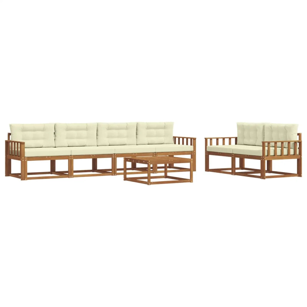 Set di divani da esterno con cuscino 7 pcs Naturale e Crema 3367223