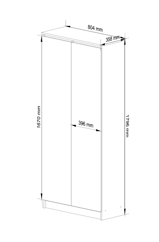 Libreria AKORD R80 Bianco 80 cm 2 ante 80x35x180 cm