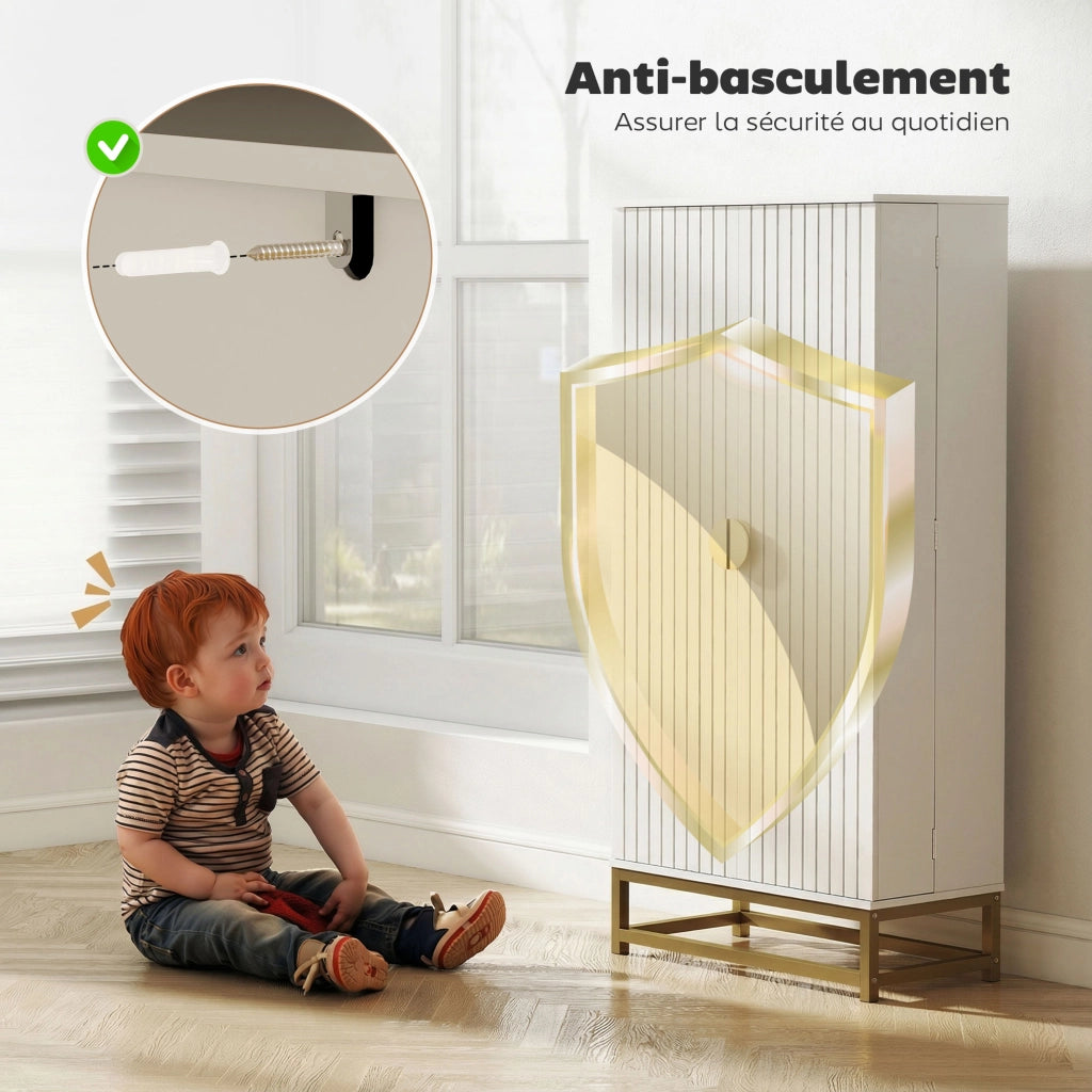 Armadio da cucina con ante e ripiani ¨C Zephmum ¨C Bianco 58x29x119,5cm
