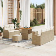 Set Divano da Giardino  a 8 Pezzi con Cuscini Beige Polyrattan Acacia