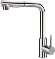 Faucetta Uscibile per Cucina 360° Rotativa, Rotativa, Due Modalità di Getto, Regolabile Acqua Fredda e Calda, Lavorata a Martello Acciaio Inossidabile (a L con Finitura Argentata)