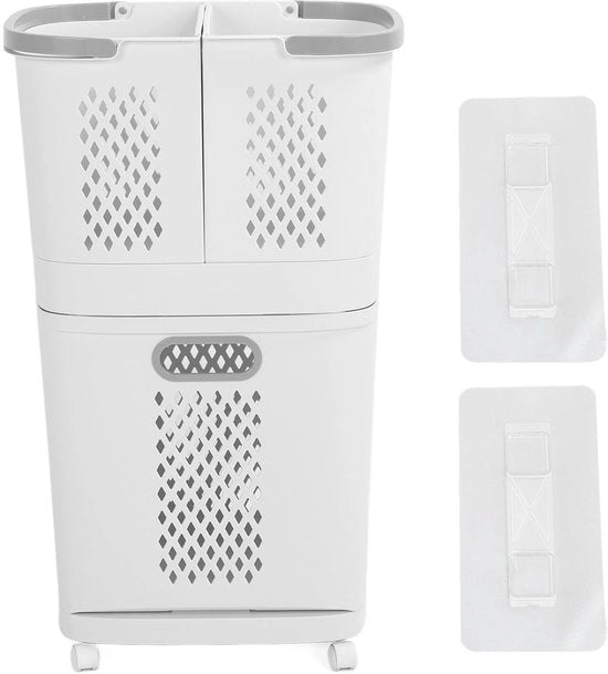 Assecco 3 Compartimenti - Assecco in Plastica con Ruote - Assecco Portatile Rotante - Contenitori di Raccolta Rimovibili - Plastica Leggera PP - Maniglia per Facile Utilizzo - Contenitore di Lavaggio
