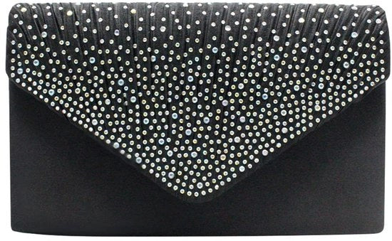 Borsa Clutch con Pailletti in Satin per Donna con Tasche a Mano e Scatola Notturna per Matrimonio e Prom