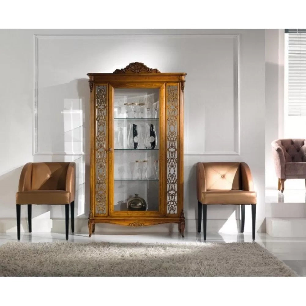 Vetrina classica in legno 1 porta finitura bassano l.111 p.44 h.192 - Mobili 2G