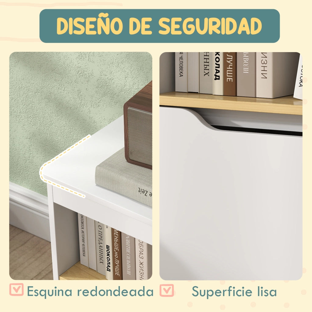 Scaffale per giocattoli bambini ¨C zephmum ¨C 2 cassetti, bianco, 80x30x45 cm